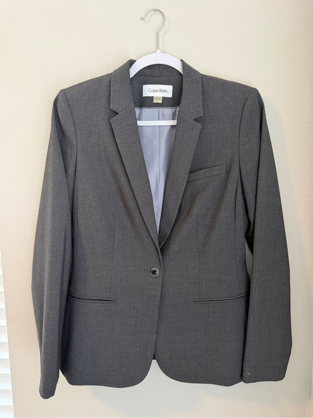 Calvin Klein Charcoal Gray Single-Button Blazer